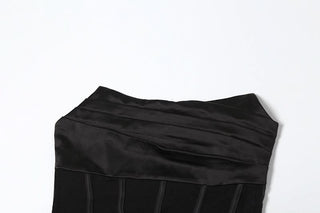 Ruched zip-up mesh corset irregular tube mini dress