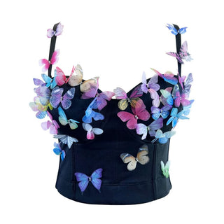 V neck butterfly applique backless cami top