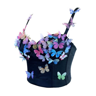 V neck butterfly applique backless cami top