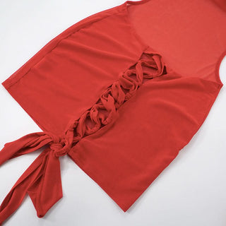 Long sleeve mesh cross back button mini dress