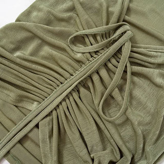 Cowl neck drawstring ruched cami mini dress