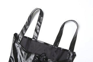 Off shoulder long sleeve flower print PU leather 2 piece mini dress