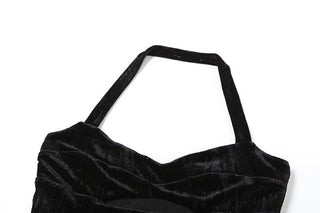 Halter hollow out high slit maxi skirt set