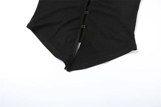 Turnover collar halter lace hem o ring top