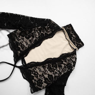 High neck long sleeve self tie lace slit maxi skirt set