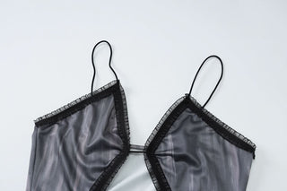 Hollow out ruffle ruched cami cut out mini dress