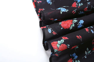 Off shoulder long sleeve flower print ruffle mini dress