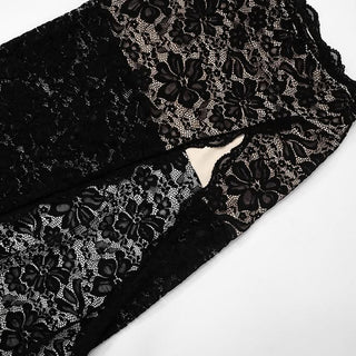 High neck long sleeve self tie lace slit maxi skirt set