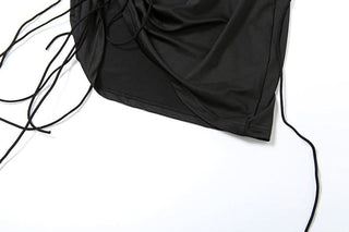 Drawstring cowl neck cami mini dress