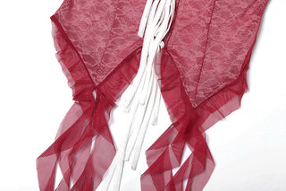 Halter ruffle mesh lace hem top