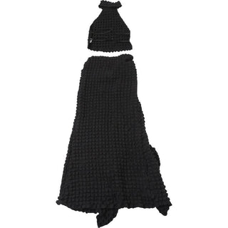 Halter waffle backless maxi skirt set