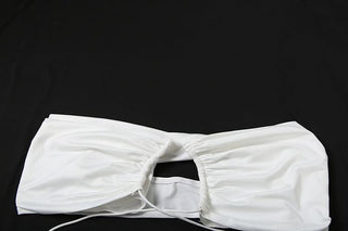 Off shoulder self tie ruched mini skirt set