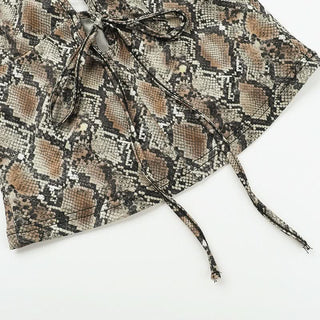 Snakeskin print halter hollow out cut out top