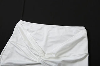 Off shoulder self tie ruched mini skirt set