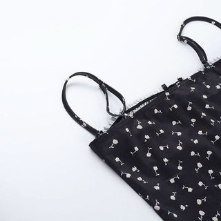 Flower print ruched lace up cami top