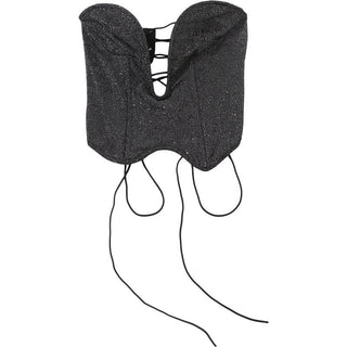 V neck glitter lace up tube top