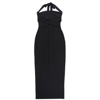 Halter cross front hollow out cut out maxi dress