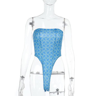 Print backless corset tube bodysuit