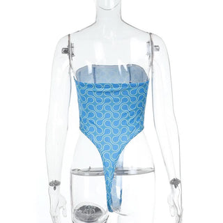 Print backless corset tube bodysuit