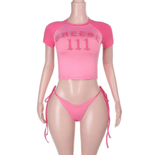 Short sleeve print beaded self tie short pant set