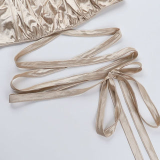 Square neck self tie ruched cami top