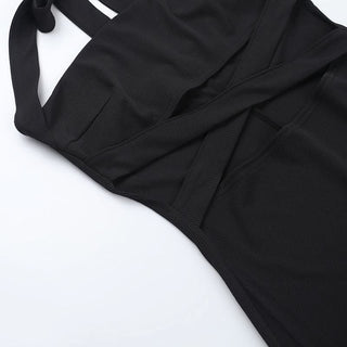 Halter cross front hollow out cut out maxi dress