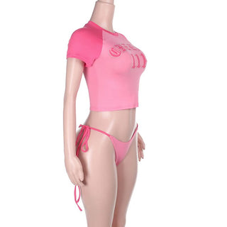 Short sleeve print beaded self tie short pant set