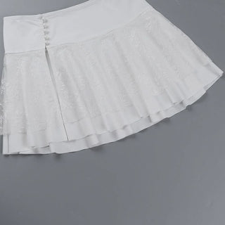 Corset lace button slit cami mini skirt set