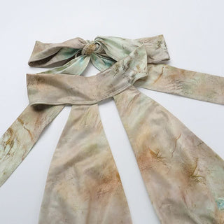 Halter self tie hollow out print beaded cut out mini dress