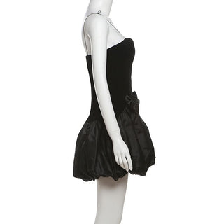 V neck bowknot cami mini dress