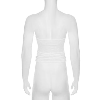 Sweetheart neck drawstring self tie top