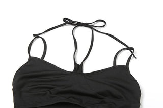 Halter metal tag hollow out cami cut out top