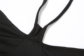 Halter metal tag hollow out cami cut out top