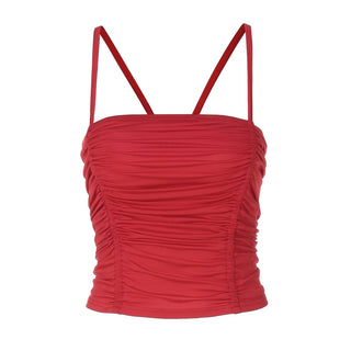 Square neck ruched solid cami top
