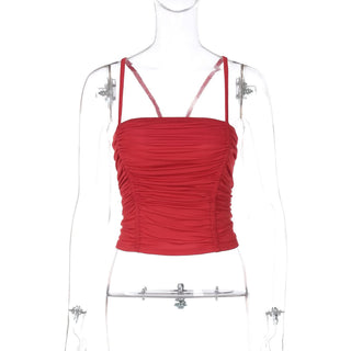 Square neck ruched solid cami top