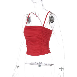 Square neck ruched solid cami top