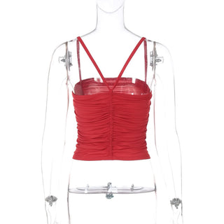 Square neck ruched solid cami top