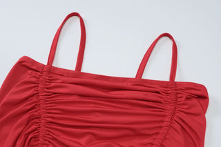 Square neck ruched solid cami top