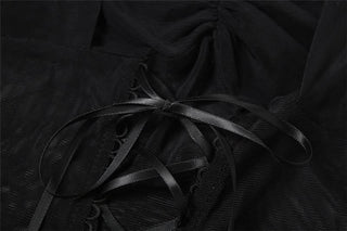 Halter ruffle mesh lace up mini dress