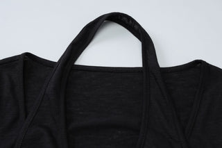 Long sleeve halter solid top