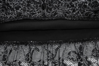 Off shoulder hollow out lace mini skirt set