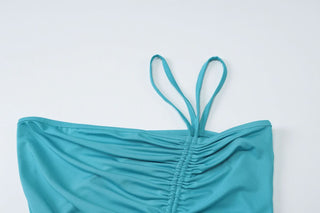 One shoulder ruched drawstring crop top