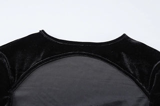 Long sleeve hollow out velvet cut out mini dress