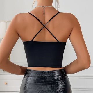 Flower print bustier cross back cami top