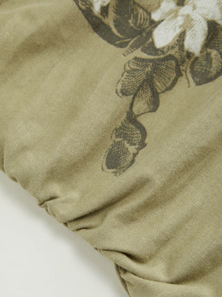 Cotton-blend Halter Neckline Graphic Two Tone Ruched Top