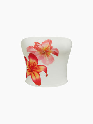 Bandeau Floral Graphic Crop Top
