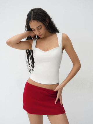 CONTOUR Double Layered Sweetheart Neckline Tank Top