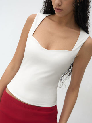 CONTOUR Double Layered Sweetheart Neckline Tank Top