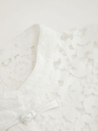 Lace Mandarin Collar Guipure Split Tank Top