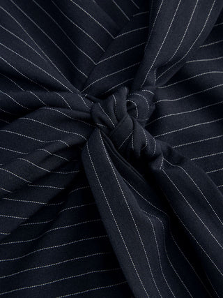 Woven Boat Neck Stripe Knotted Oversized Top For Work